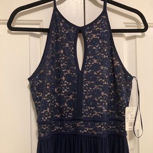 David’s Bridal NWT floor-length blue sequin dress